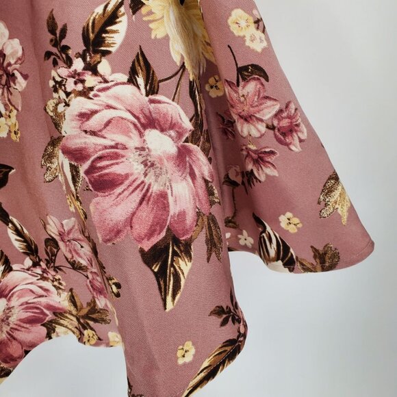 Womens Y2K Mini Flare Skirt Size 1 Pink Floral Cottagecore Fairy Dainty Coquette - Picture 4 of 13